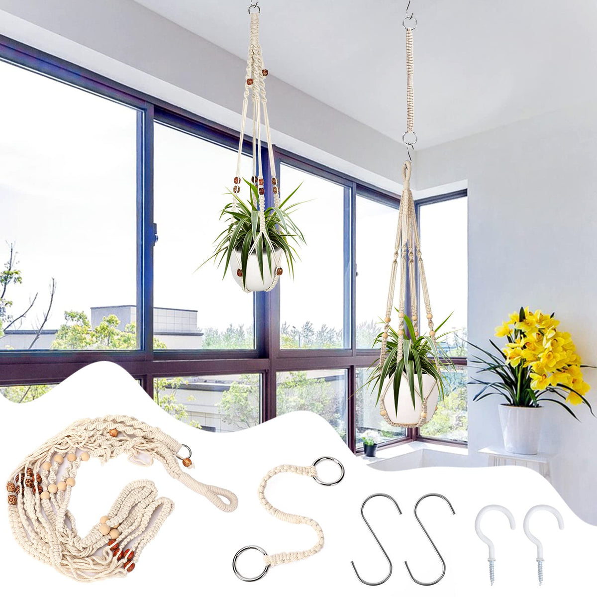 Augshy macrame assembly is quick and simple for easy DIY hanging.