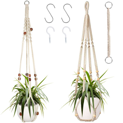 Augshy macrame plant hanger 2-pack adds stylish indoor decor and space-saving display.
