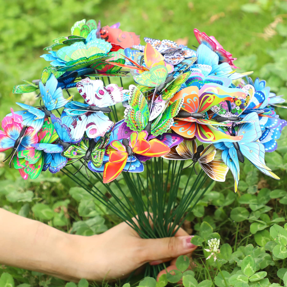 Augshy garden stakes add whimsical color to outdoor spaces