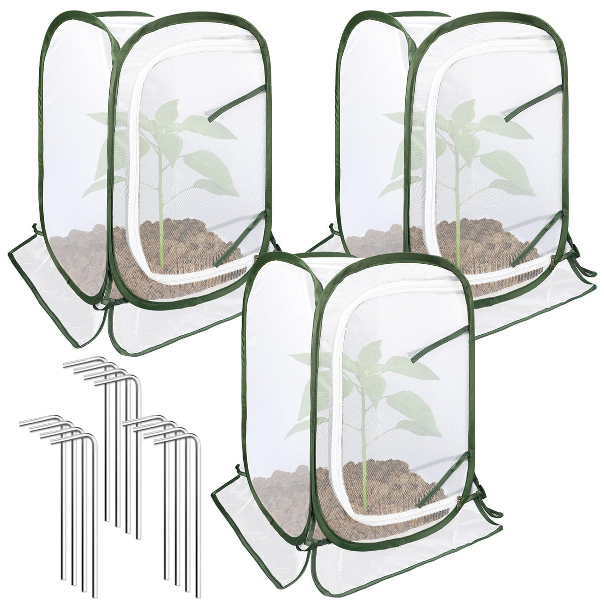 Augshy pop-up plant cover three-pack overview for garden protection