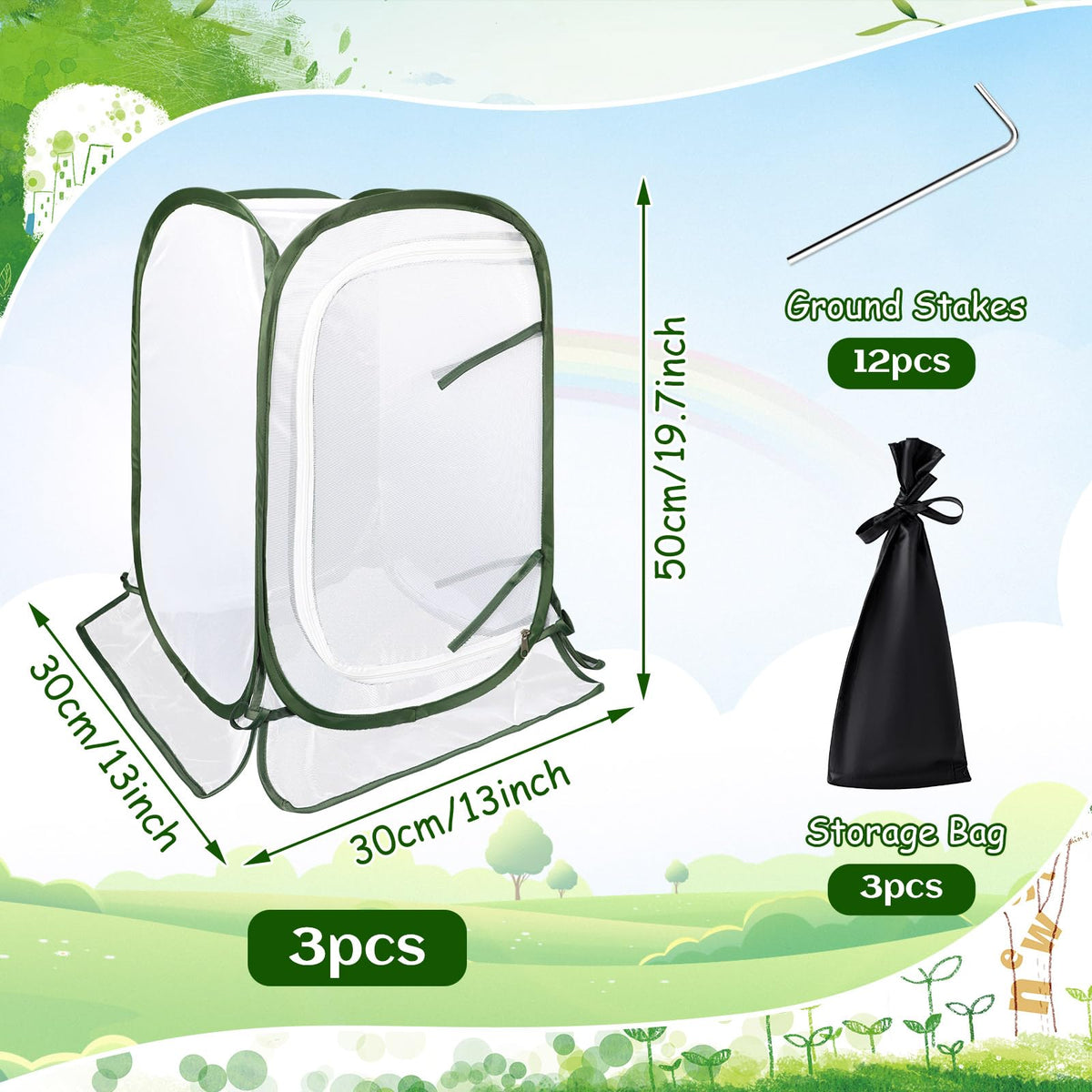 Augshy top carry handle enables easy relocation of plant covers