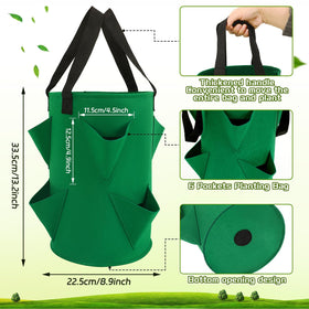 Augshy topsy turvy hanging planter showing six pockets for compact tomato growth.