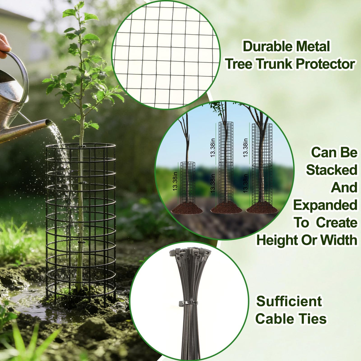Augshy tree-protector ties provide a tight, adjustable fit around trunks.