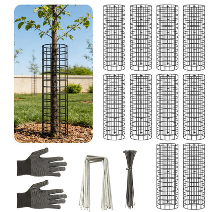 Augshy tree trunk protectors shield young trees while blending with foliage.
