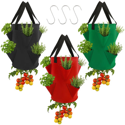 Augshy upside-down planter bags with 6 pockets for space-saving vertical gardening.