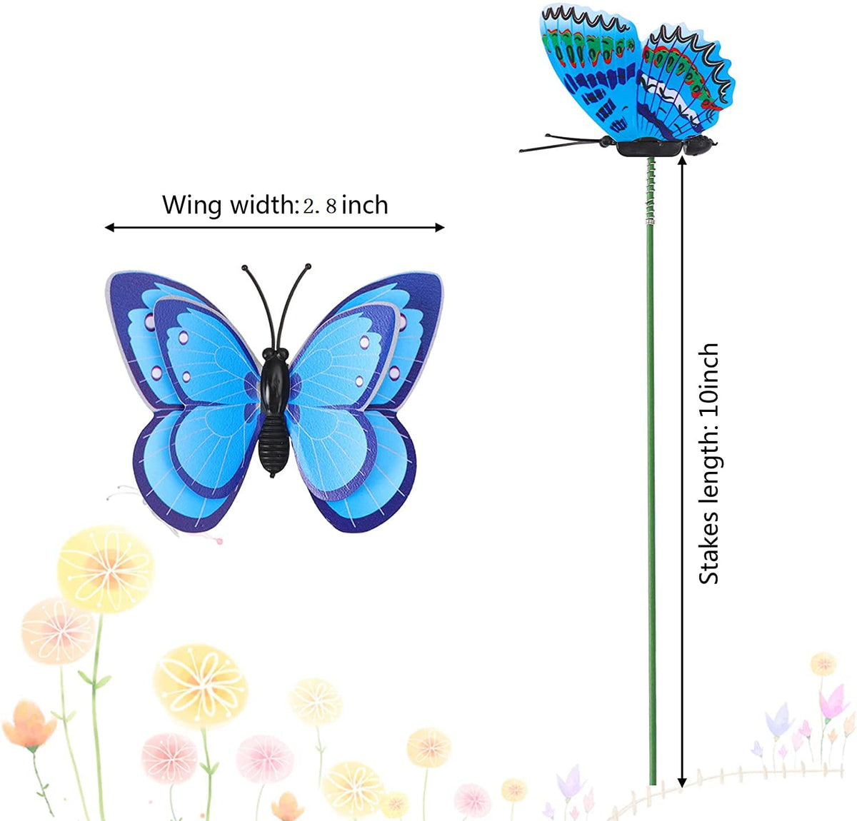 Augshy waterproof PVC butterfly stake on a spring for gentle breeze motion
