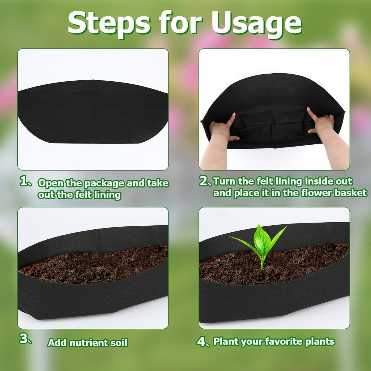 Augshy window box liner black insert shown in a planter setup for robust drainage.