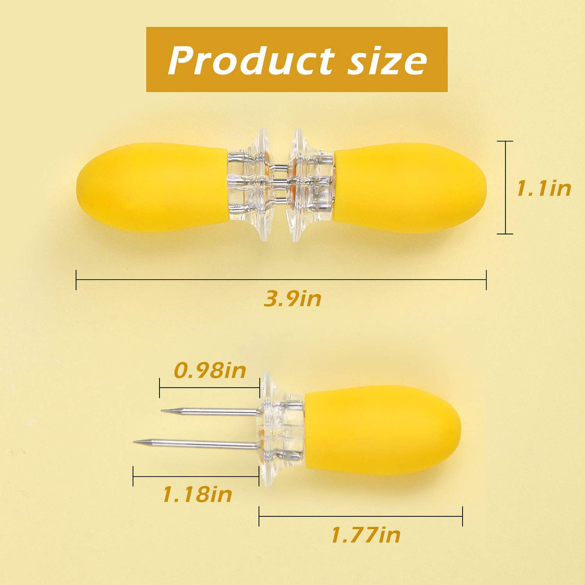 Augsun stainless steel twin-prong corn holder improves gripping while eating corn.