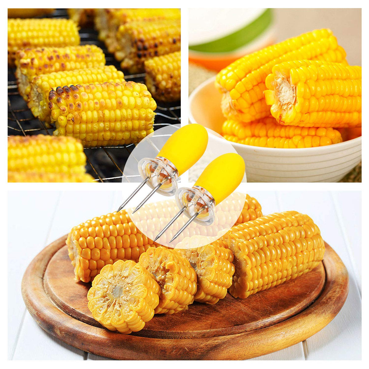 Augsun easy-to-use corn holders firmly grip corn ends.