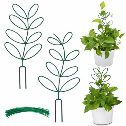 AUGSUN leaf trellis pack2 green offers sturdy support for climbing plants.