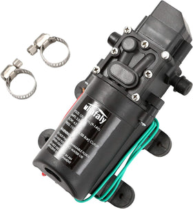 Auhafaly 12V diaphragm water pump body for RVs and boats, compact and reliable.