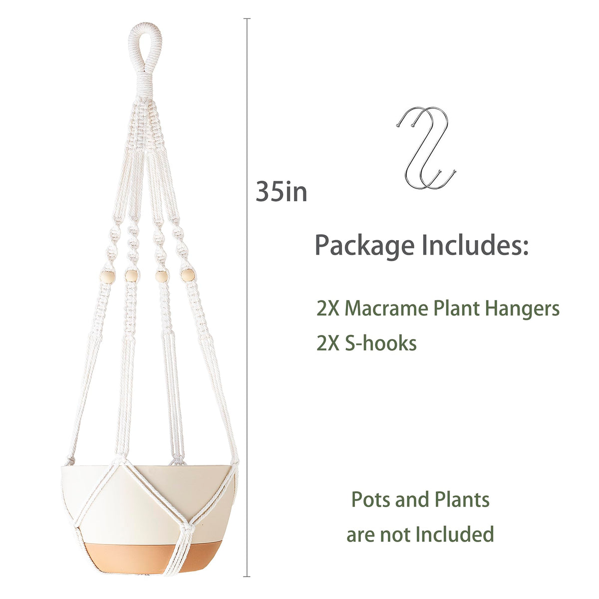 Aukorin indoor outdoor plant holder with wood beads adds boho charm