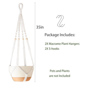 Aukorin indoor outdoor plant holder with wood beads adds boho charm