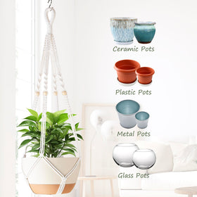 Aukorin tassel-free macrame hanger with strong cords for larger pots