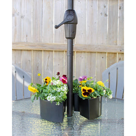 AuldHome Design enamelware pot for patio table display in matte black