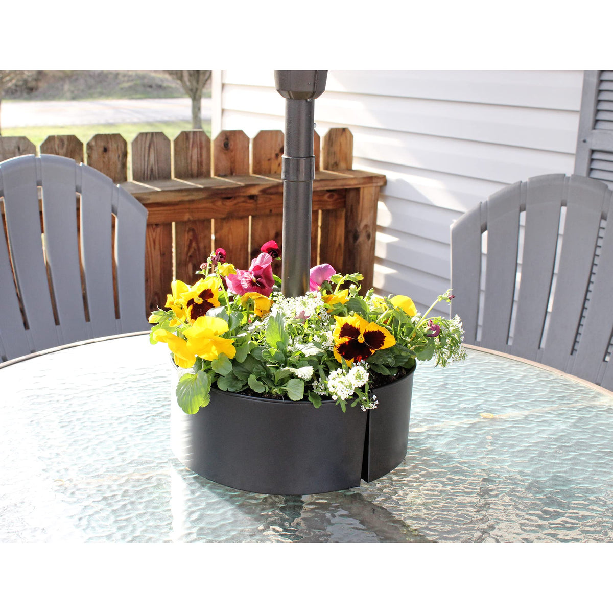 AuldHome Design half-circle planter around pole suitable for outdoor plants