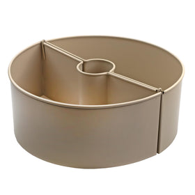 AuldHome Design umbrella planter for patio table in beige creates a decorative centerpiece.