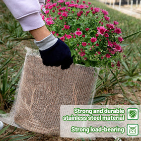 Stainless steel guard basket features a bottom ring for stability.
