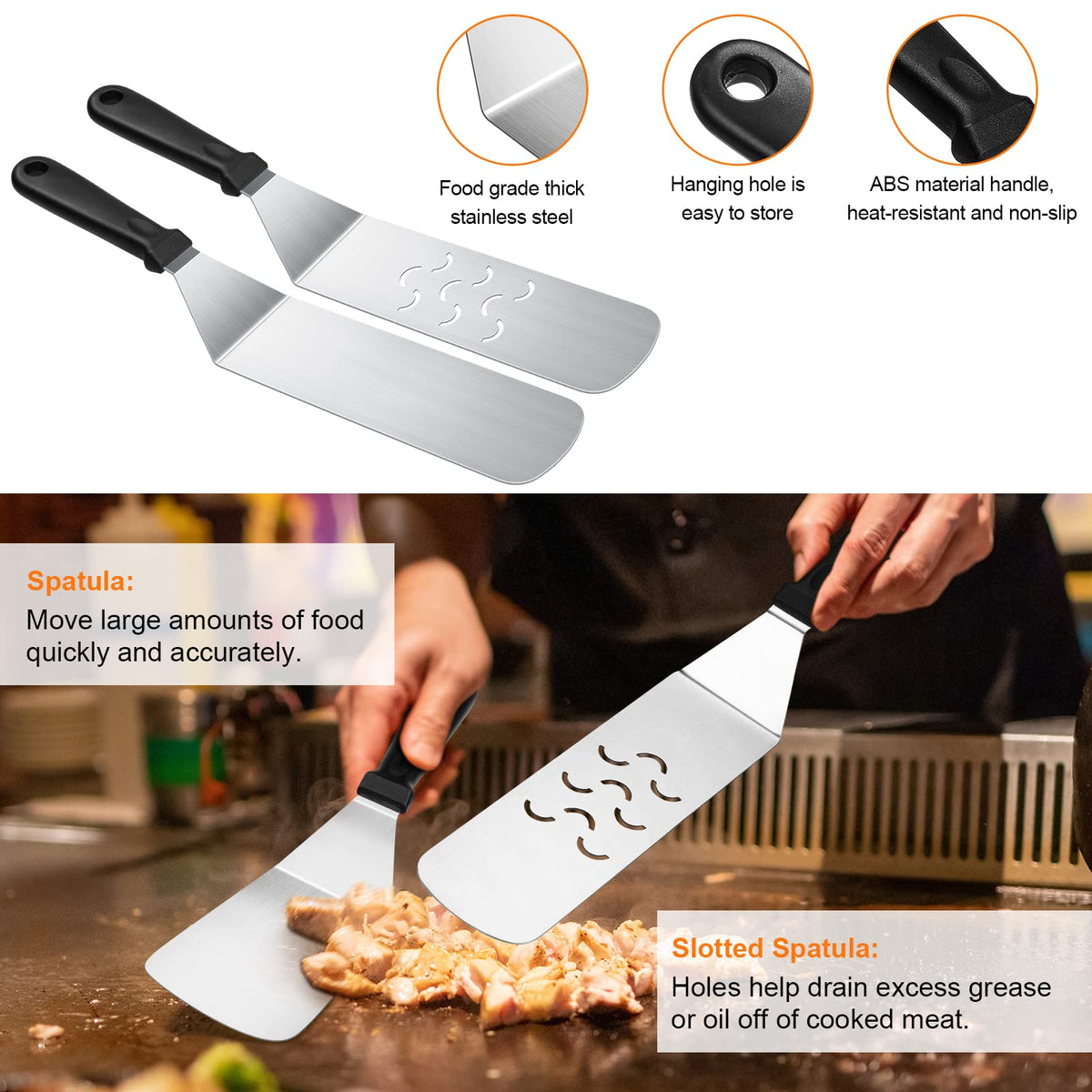 AULTONG chopper/scraper for quick cleanup of char and residue.
