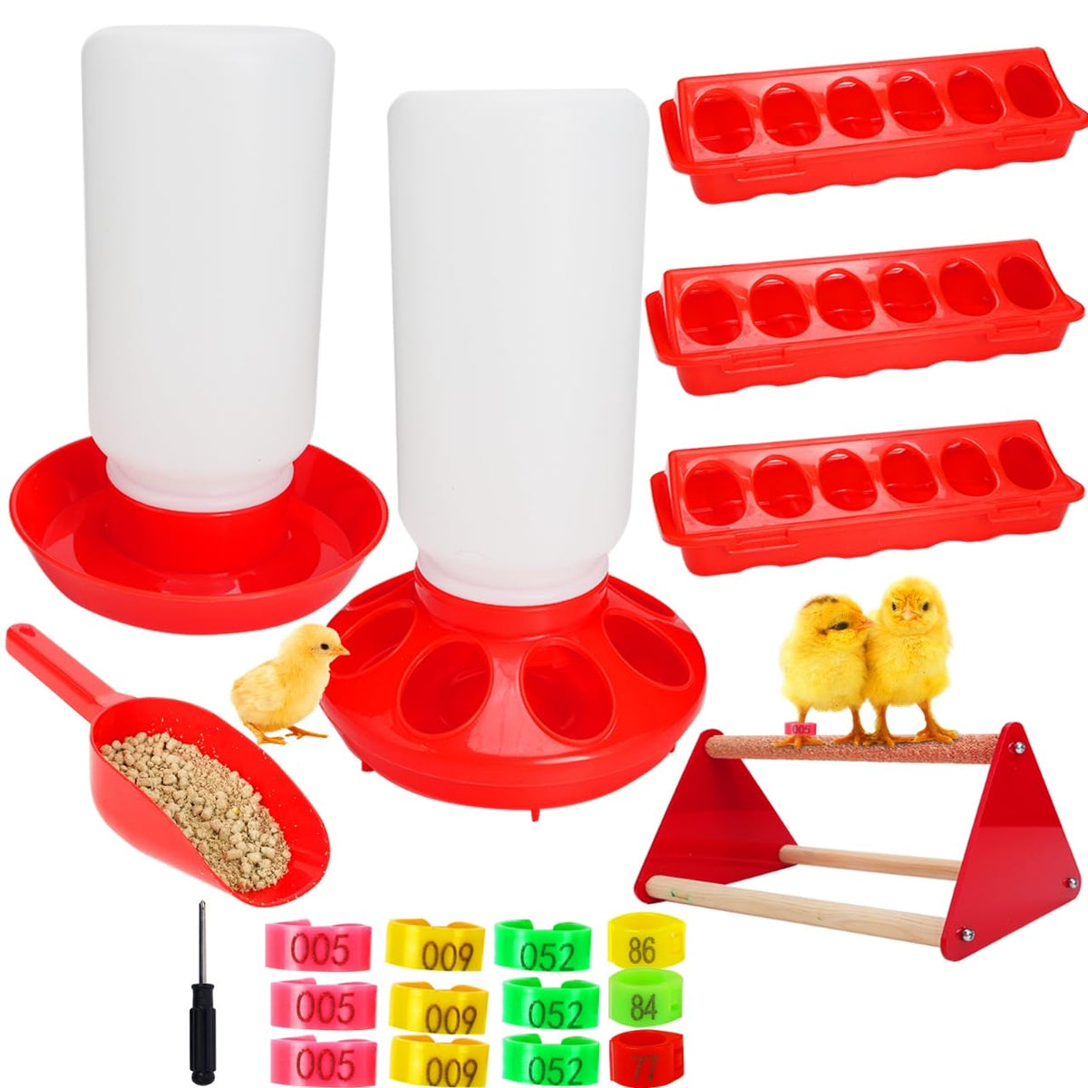 Aumsica 14-Pcs Chick Feeder demonstrates clean feeding for healthy chicks.