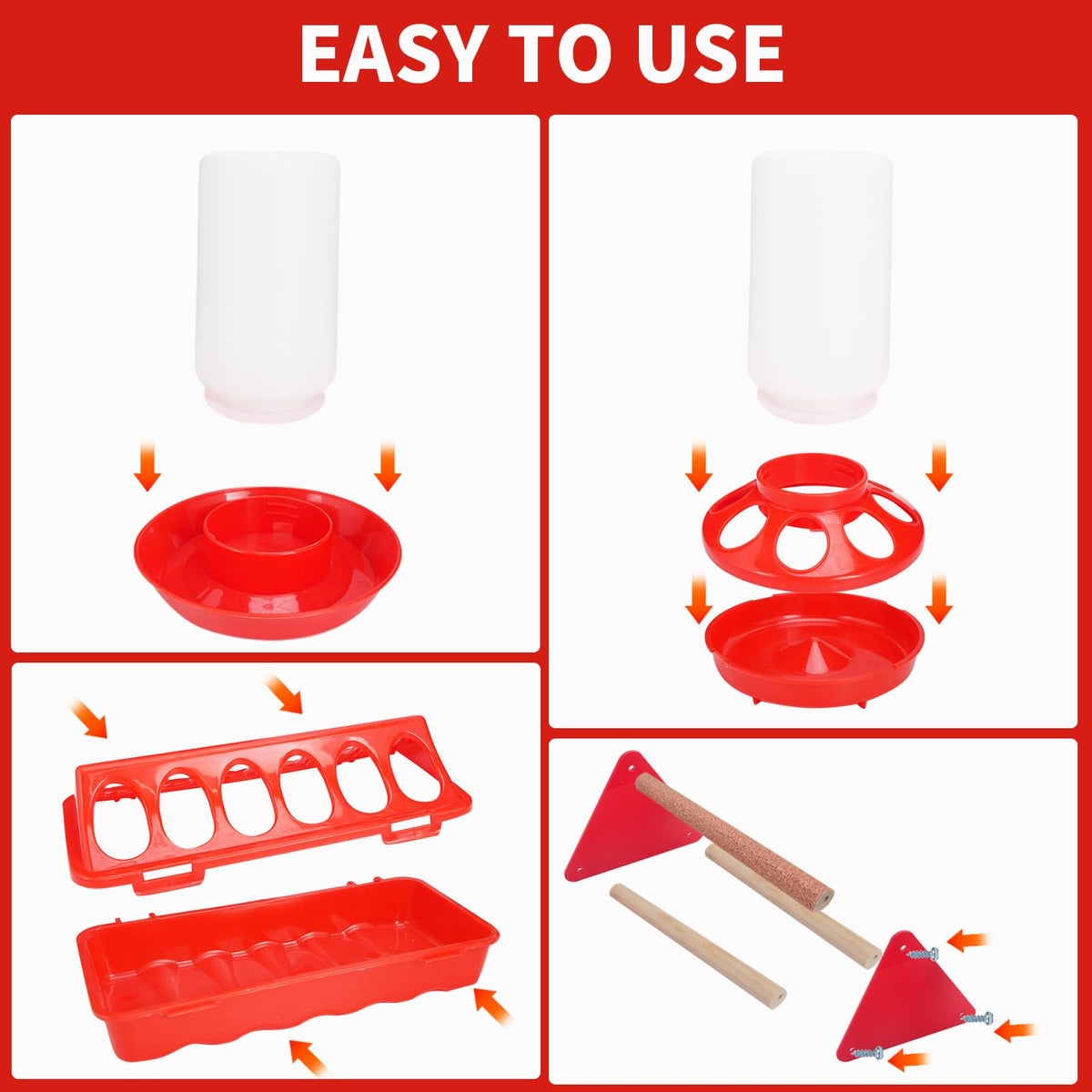 Aumsica Poultry Feeding Equipment Kit shown for all-in-one coop setup.