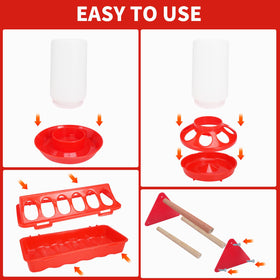 Aumsica Poultry Feeding Equipment Kit shown for all-in-one coop setup.