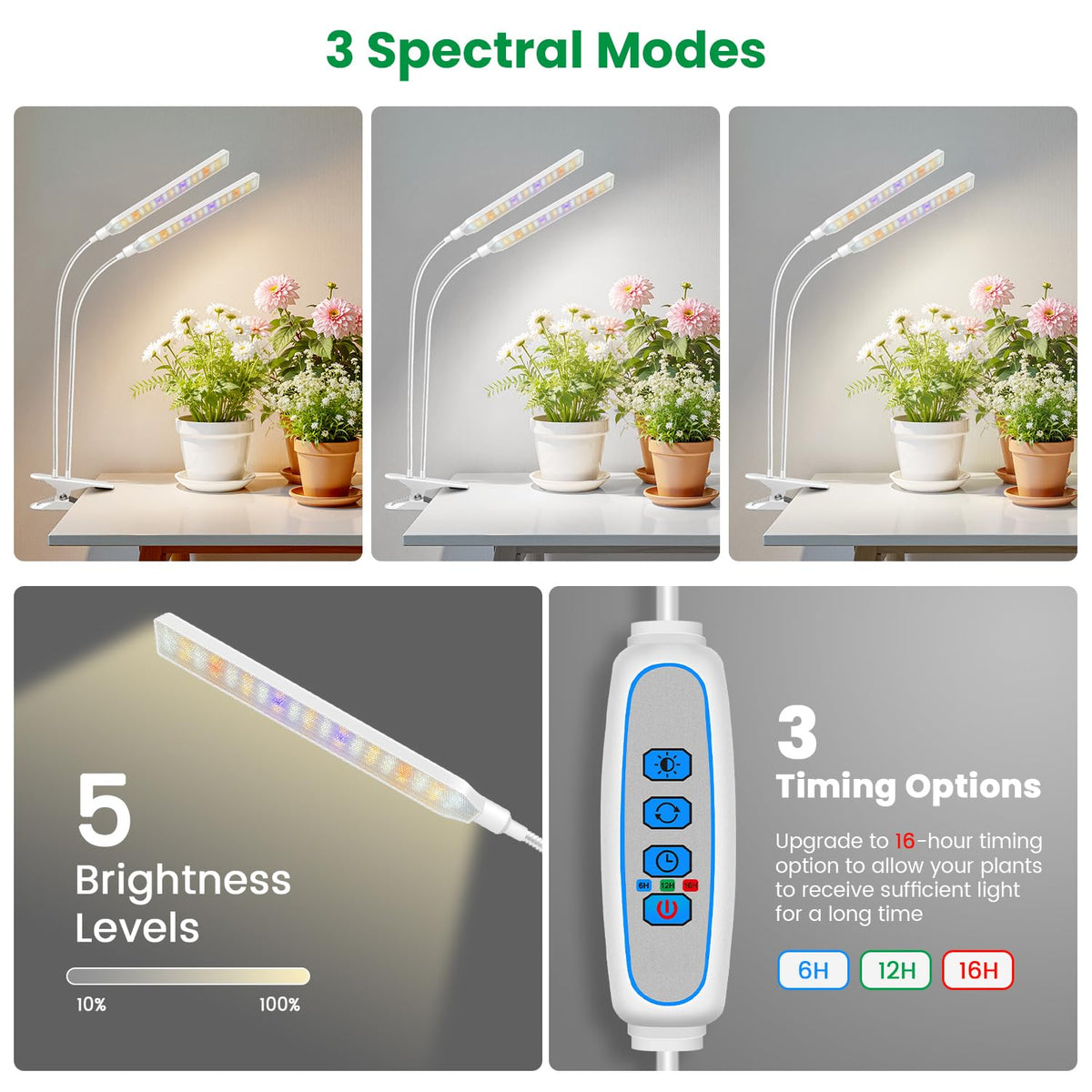 Aumtrly full-spectrum light covers 660nm and 460nm for plant growth.