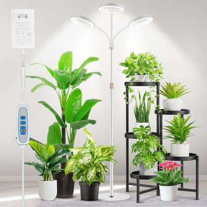 Aumtrly 3-head grow light on a floor stand for even indoor plant illumination