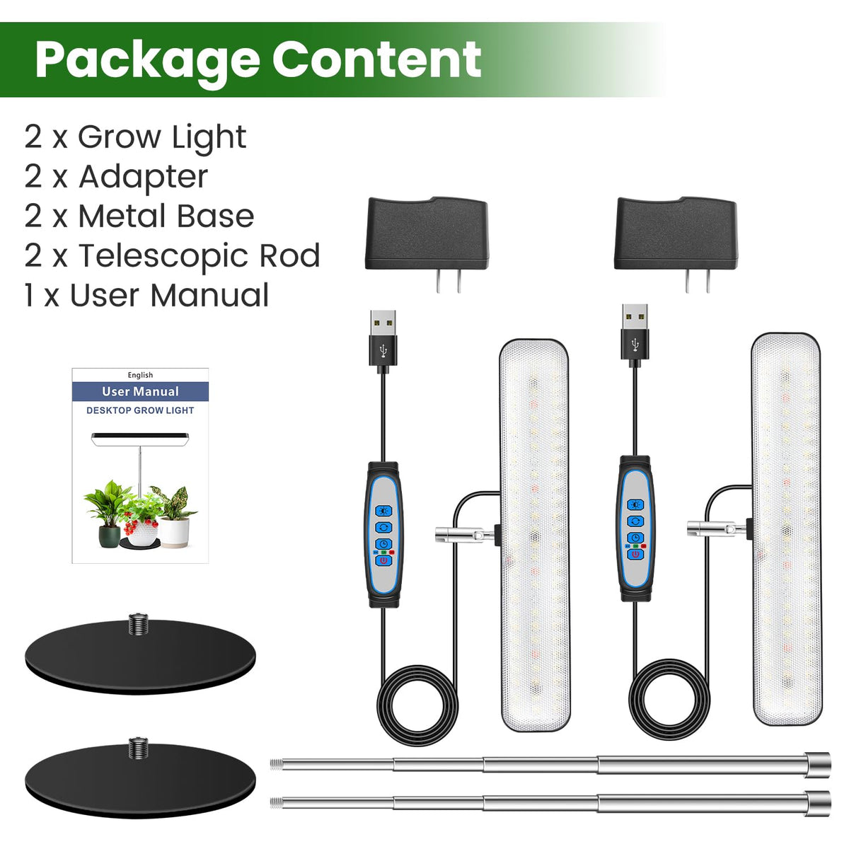 Aumtrly Grow Light designed for desktop use fits compact indoor planting setups.