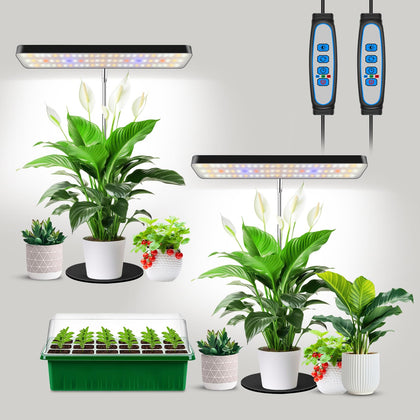 Aumtrly Grow Light with a rectangular design provides broad coverage for multiple plants.