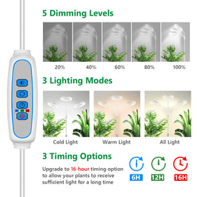Aumtrly grow light with a 16-hour timer for extended light cycles