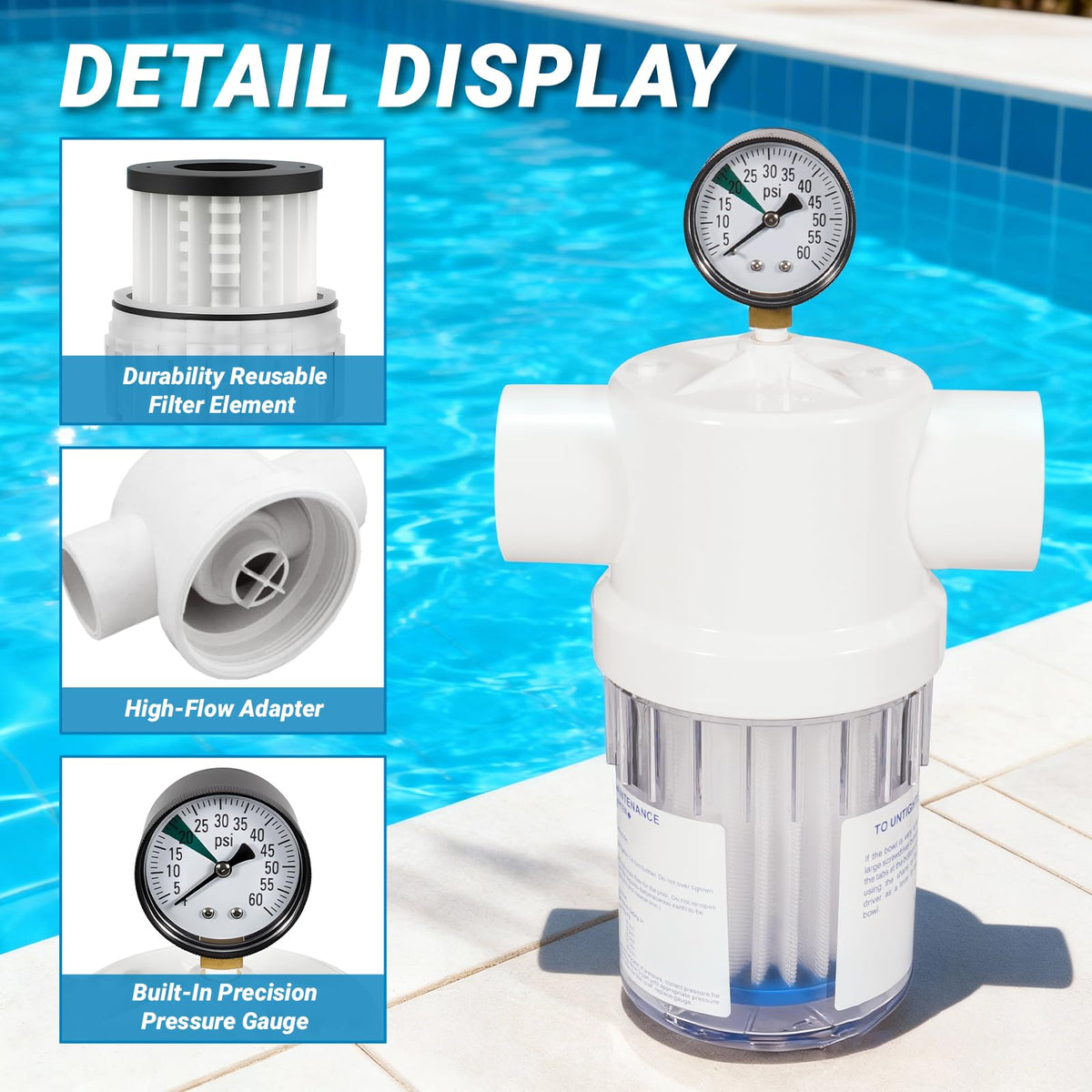 Aumzong 2888 energy element filter connection for 1.5–2 inch pipes ensures compatibility.