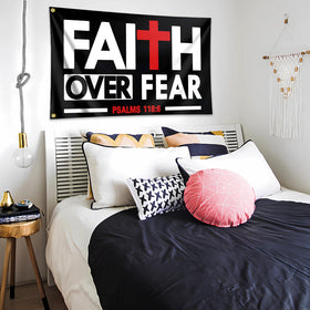 Auoycti Faith Over Fear flag dorm room display option.