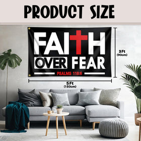 Auoycti Faith Over Fear flag double-sided printing for versatile visibility.