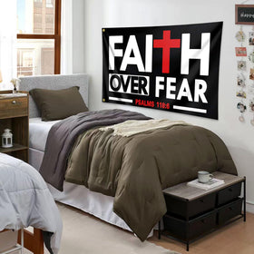 Auoycti Faith Over Fear flag fabric texture close-up.
