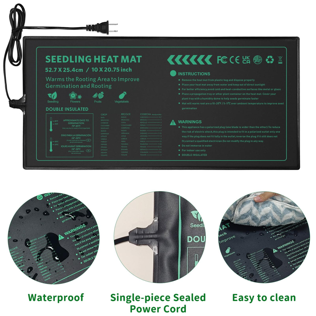AUPETEK heating pad with waterproof surface stays clean during use