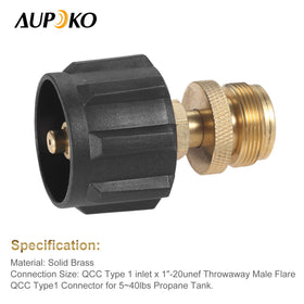 Aupoko compact propane adapter ready for outdoor grilling and camping use.