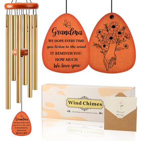 Aurastem 32-inch wind chime in gold, a grandma gift for outdoor spaces.