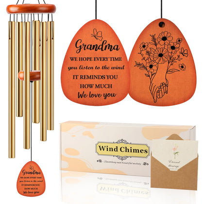 Aurastem 32-inch wind chime in gold, a grandma gift for outdoor spaces.