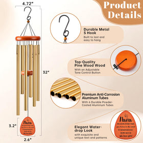 Aurastem Mothers Day Nana wind chime gold enhances sentimental home décor.