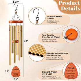 Aurastem wind chime tubes closeup highlighting craftsmanship and rich tones.