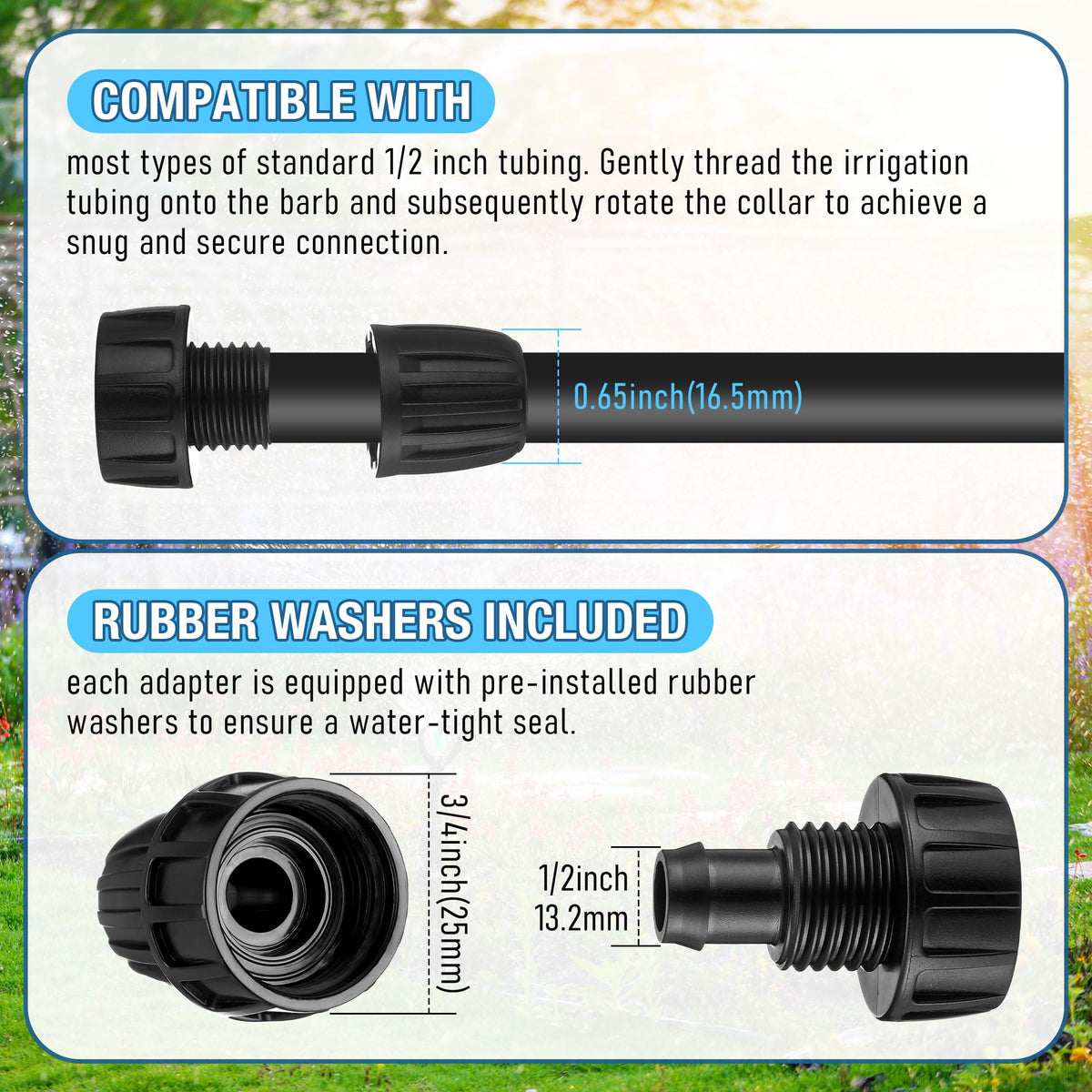 Aurelema 3/4-inch faucet thread to 1/2-inch tubing connection in use