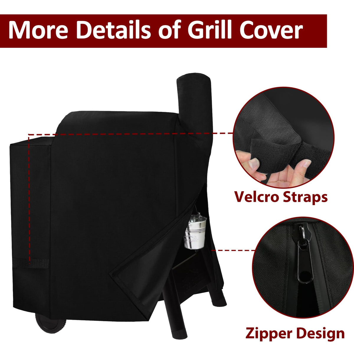 Aurmer 600D waterproof fabric shields against rain and grease.