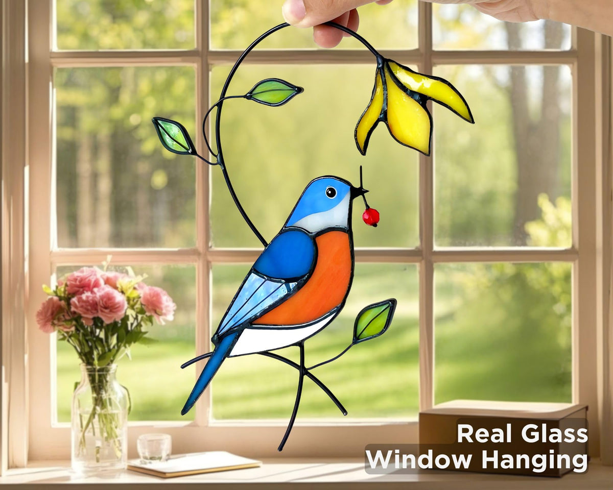 AuroAura real glass copper foil suncatcher showcasing vibrant colors and craftsmanship.