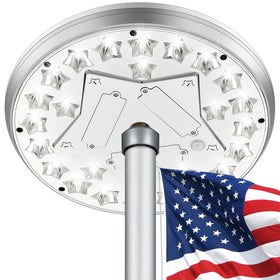Aurolit flag light on top-mount installation for 15–30 ft poles