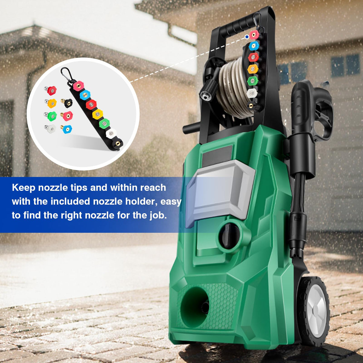 Aurora Car soap mode nozzle tip delivers foaming cleaning action