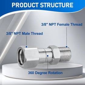 AURORA CAR 3/8 NPT male-to-female swivel provides leak-free connections.