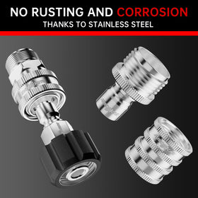 AURORA CAR three-quarter-inch hose fittings in use for versatile washers.