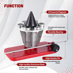 Aurorasters magnetic cone attachment demonstrating precise blade alignment for balance