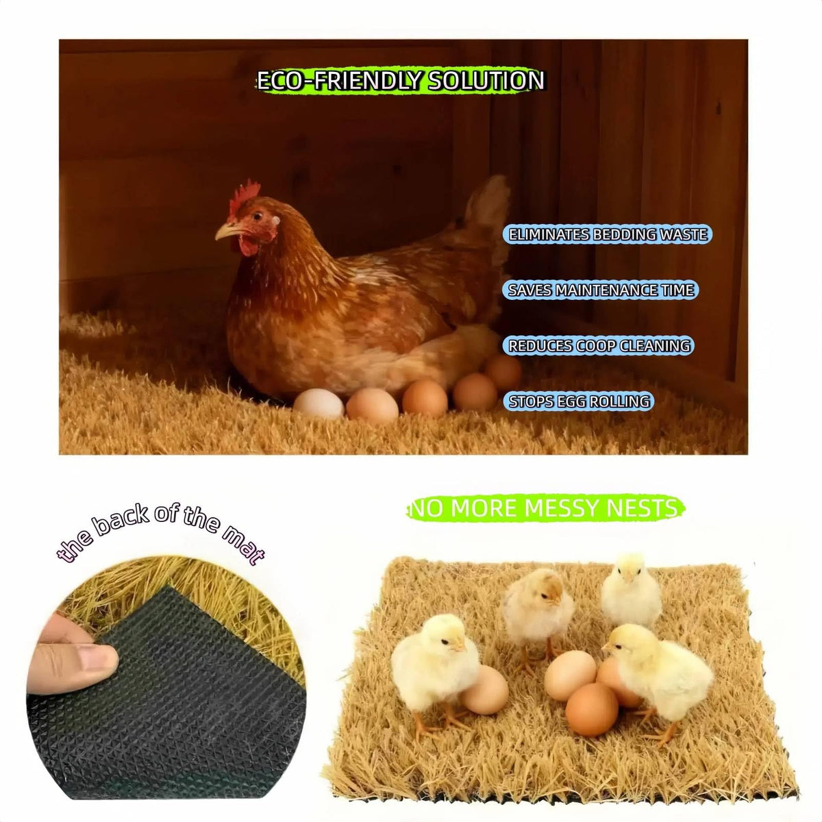 AuroVyxx artificial turf nest mat for poultry and coop applications